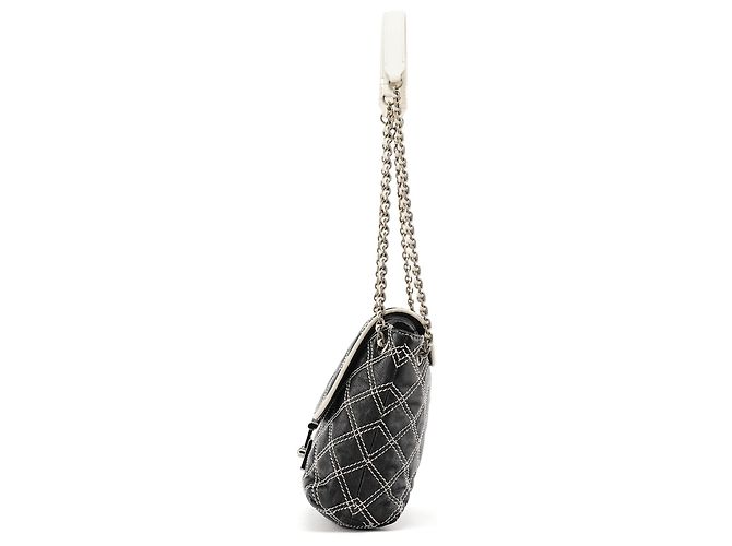 Marc Jacobs  mala de ombro com aba em couro acolchoado preto e branco - vista 2