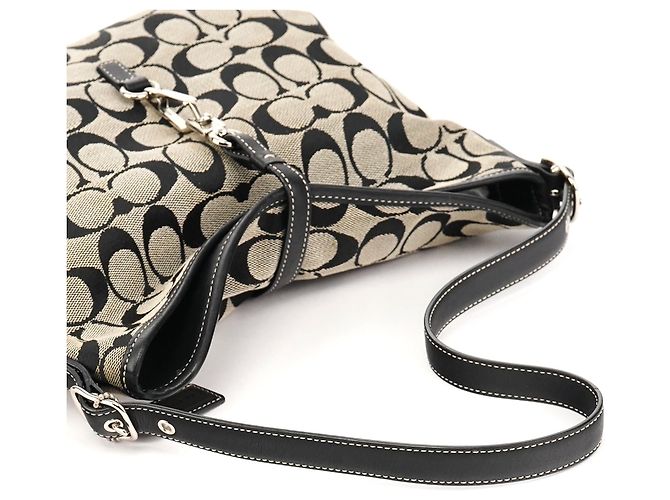 Coach Borsa a tracolla 6845 Grey Black Signature Canvas - vista 10