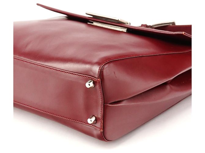 Prada Borsa con manico in pelle Vitello bordeaux - vista 8