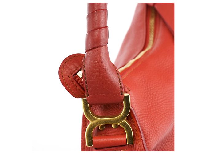 Chloé Borsa a tracolla Marcie in pelle rosso pallido - vista 14