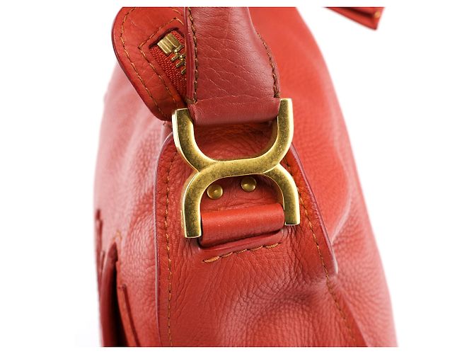 Chloé Borsa a tracolla Marcie in pelle rosso pallido - vista 8