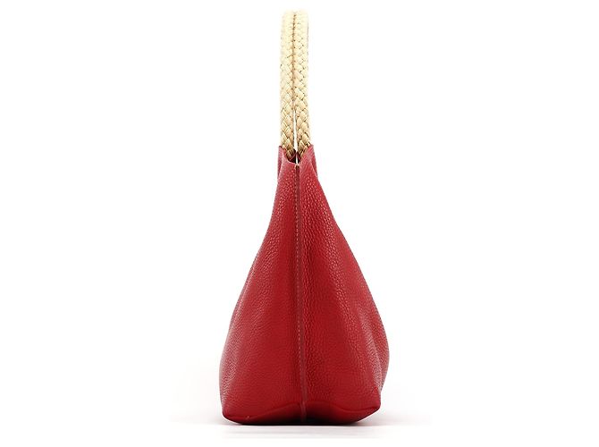Miu Miu Borsa a tracolla in pelle martellata rossa con corda - vista 2