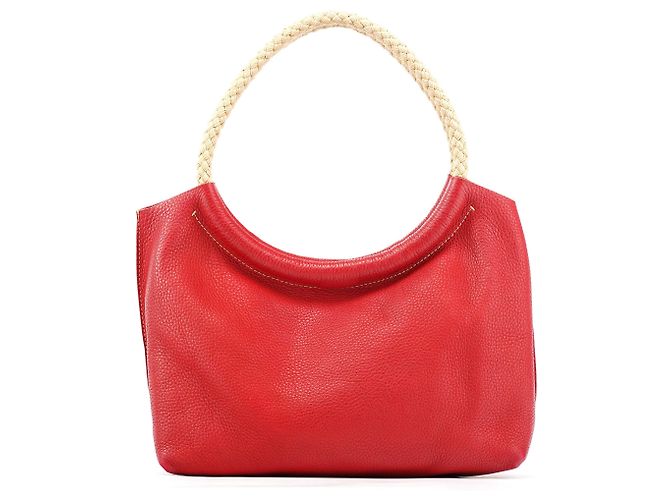 Miu Miu Borsa a tracolla in pelle martellata rossa con corda - vista 3