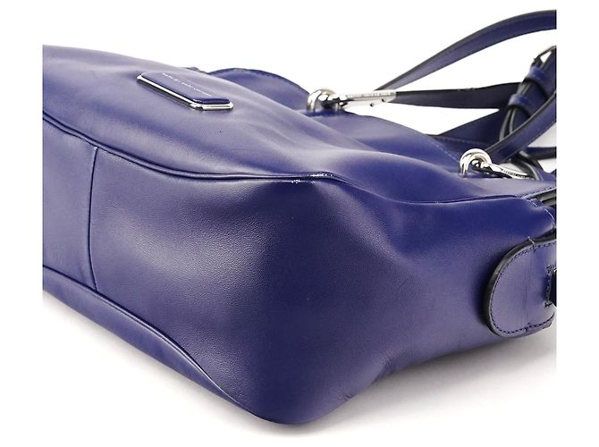 Marc by Marc Jacobs Borsa Bowling Classica 2-Way in Pelle Blu Cobalto - vista 10