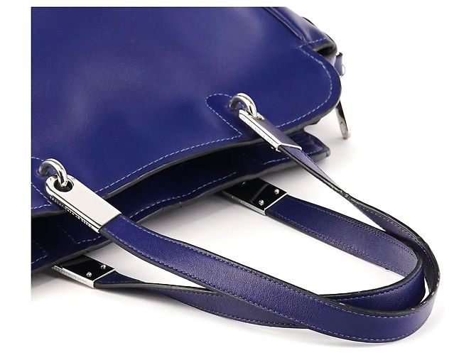 Marc by Marc Jacobs Borsa Bowling Classica 2-Way in Pelle Blu Cobalto - vista 11