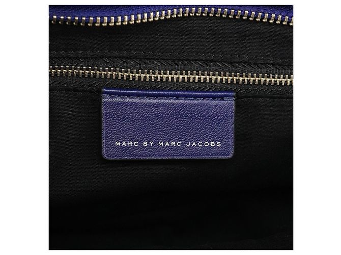 Marc by Marc Jacobs Borsa Bowling Classica 2-Way in Pelle Blu Cobalto - vista 12