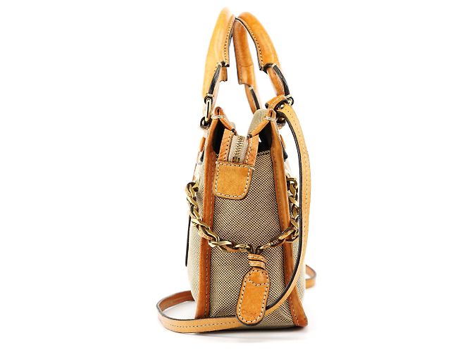 Chloé Borsa Tote Harley in tela beige tan - vista 2
