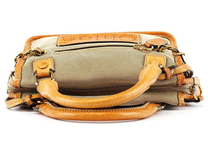 Chloé Borsa Tote Harley in tela beige tan - vista 4