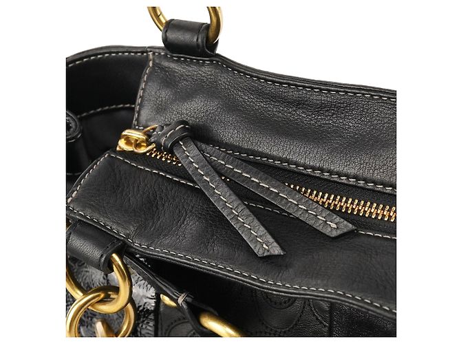 Coach Borsa Tote Hamptons 12454 in pelle patchwork nera - vista 10
