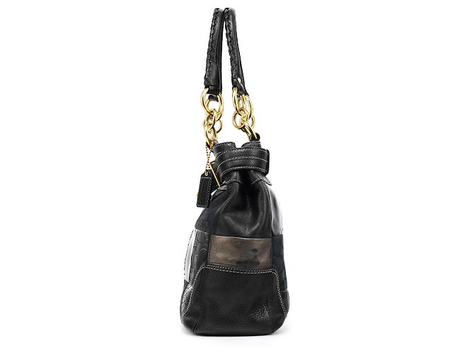 Coach Borsa Tote Hamptons 12454 in pelle patchwork nera - vista 2