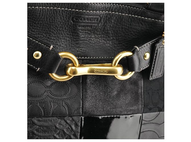 Coach Borsa Tote Hamptons 12454 in pelle patchwork nera - vista 5