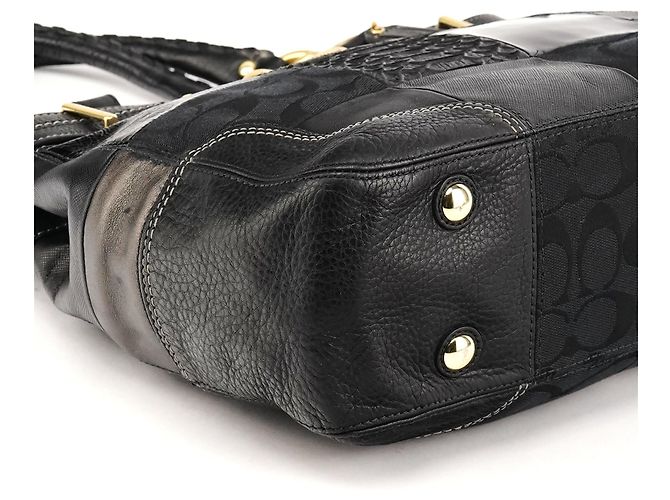 Coach Borsa Tote Hamptons 12454 in pelle patchwork nera - vista 7