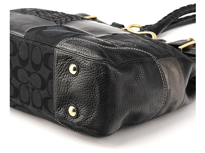 Coach Borsa Tote Hamptons 12454 in pelle patchwork nera - vista 8