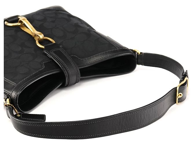 Coach 11058 Borsa a Tracolla Hobo Signature Hamptons Nera - vista 9
