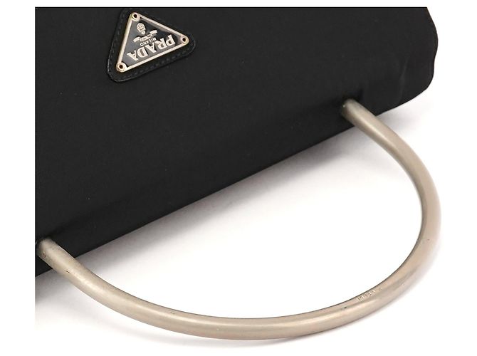 Prada Borsa a mano in nylon Tessuto Metal nero - vista 9