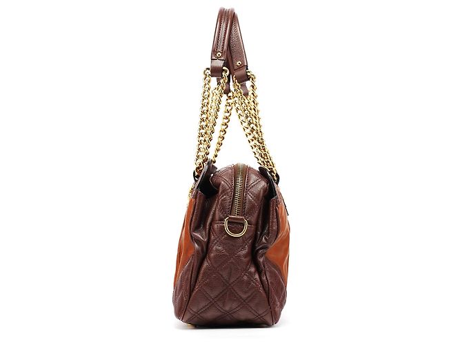 Marc Jacobs Bolsa Bowling em couro acolchoado Tan Burgundy - vista 2