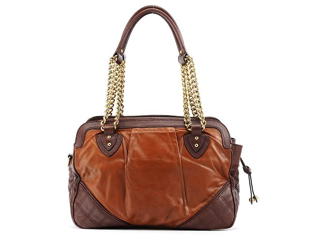 Marc Jacobs Bolsa Bowling em couro acolchoado Tan Burgundy - vista 3