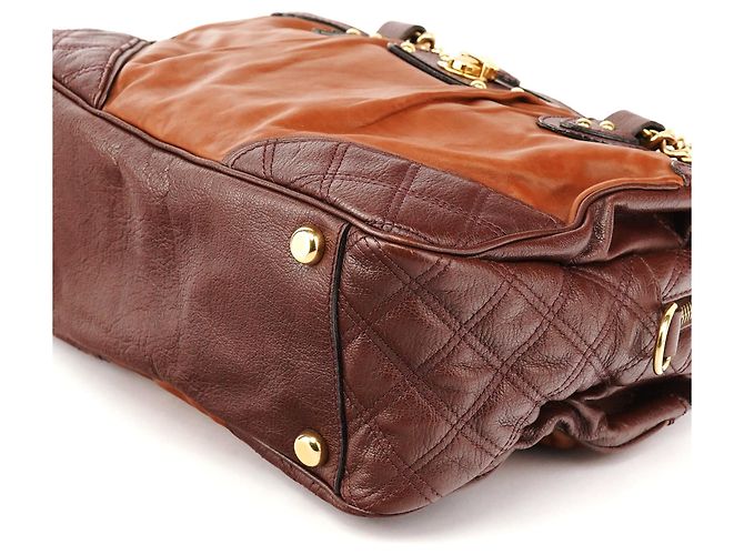 Marc Jacobs Bolsa Bowling em couro acolchoado Tan Burgundy - vista 8