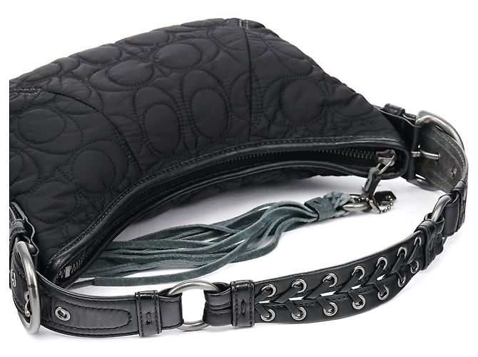 Coach Borsa a tracolla in nylon trapuntato nera - vista 12