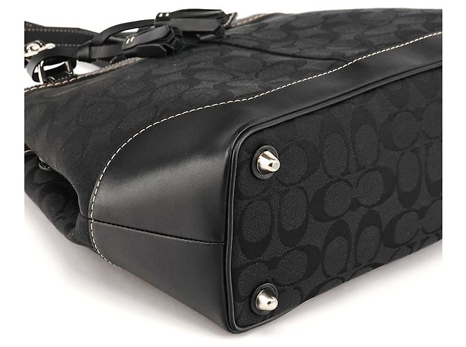 Coach Borsa Tote 6830 Black Signature Canvas - vista 7