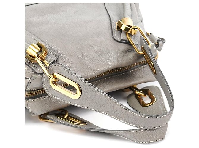 Chloé Borsa Paraty 2-Way in pelle grigia - vista 11