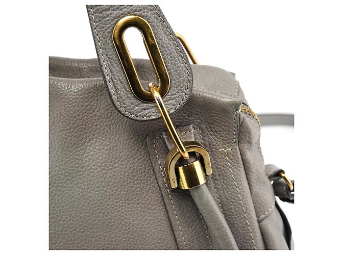 Chloé Borsa Paraty 2-Way in pelle grigia - vista 7