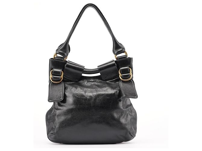 Chloé Borsa a tracolla Bay in lambskin nero - vista 3