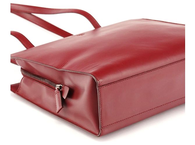 Prada Borsa Tote 1995 Burgundy Vitello Sport - vista 6