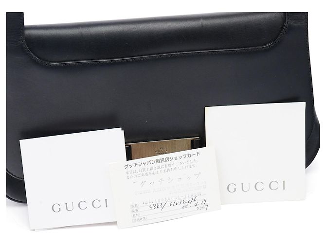 Gucci 001 3863 Borsa a tracolla hobo in pelle di vitello nera - vista 13
