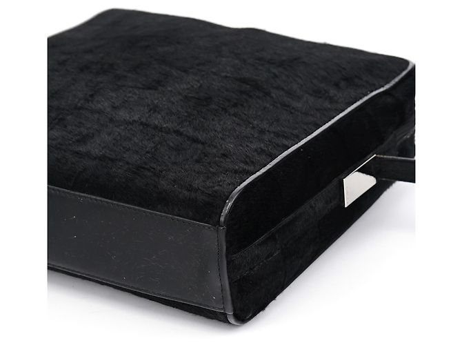 Gucci Borsa a tracolla in pony hair embossed nero - vista 9