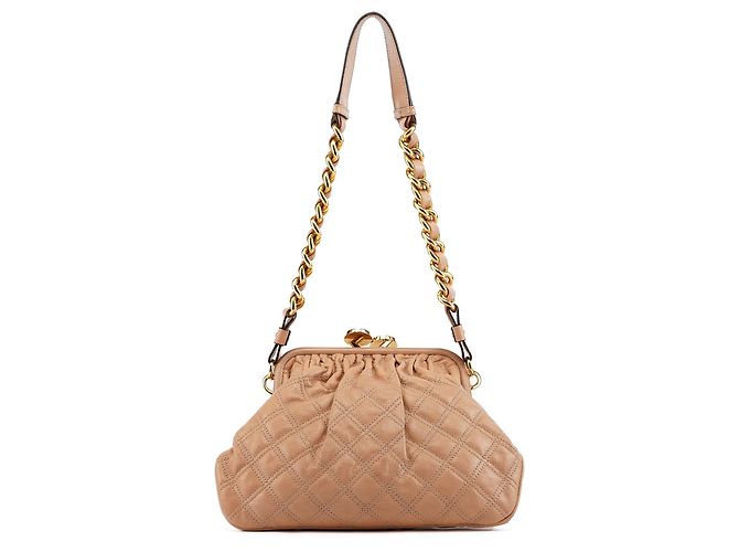 Marc Jacobs Borsa a tracolla Little Stam in pelle trapuntata beige - vista 3