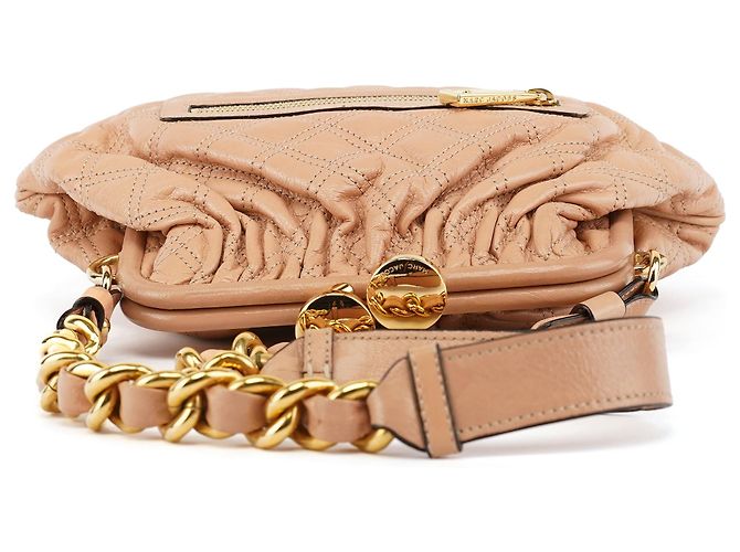 Marc Jacobs Borsa a tracolla Little Stam in pelle trapuntata beige - vista 4