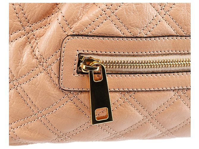 Marc Jacobs Borsa a tracolla Little Stam in pelle trapuntata beige - vista 7