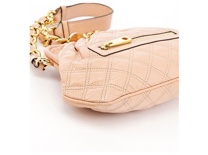 Marc Jacobs Borsa a tracolla Little Stam in pelle trapuntata beige - vista 8
