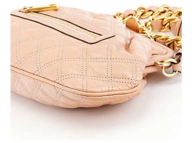 Marc Jacobs Borsa a tracolla Little Stam in pelle trapuntata beige - vista 9