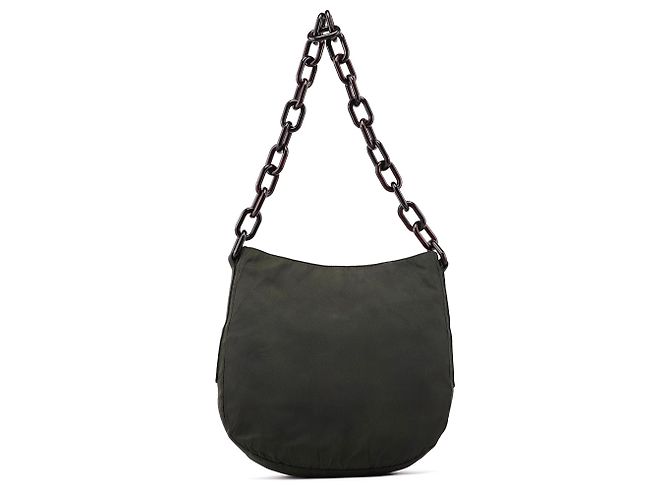 Prada Borsa a tracolla Green Tessuto con catena in plastica - vista 3