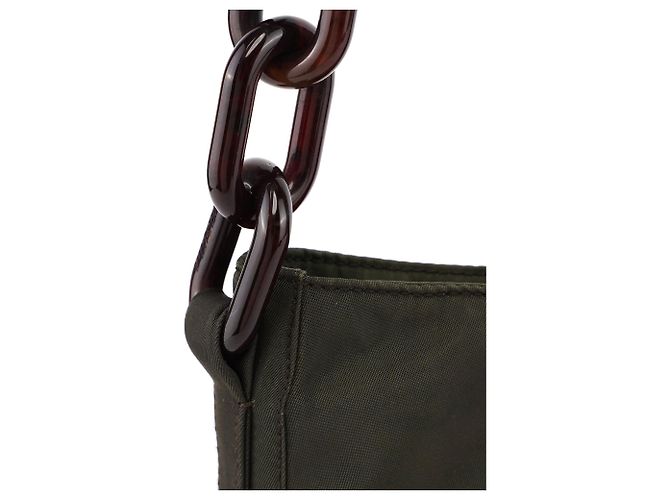 Prada Borsa a tracolla Green Tessuto con catena in plastica - vista 6