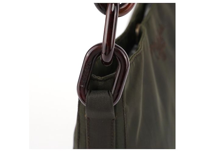Prada Borsa a tracolla Green Tessuto con catena in plastica - vista 7