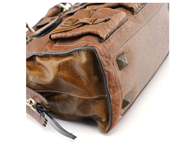 Chloé Borsa Tote in pelle borchiata marrone chiaro - vista 10