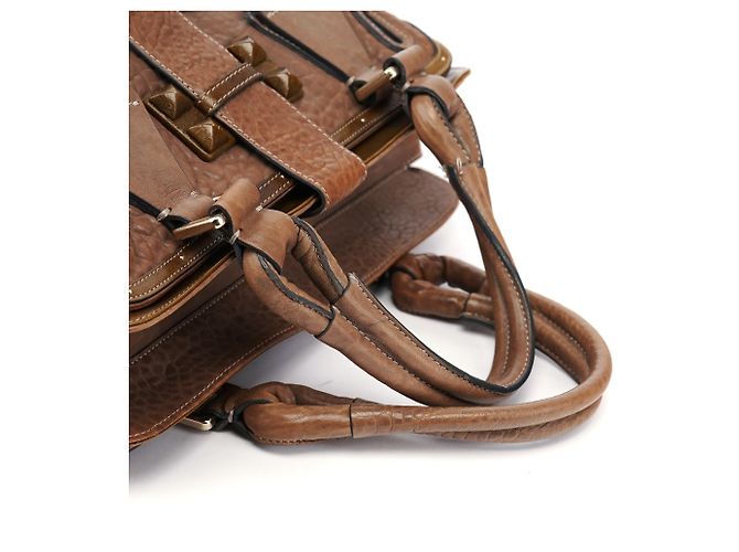 Chloé Borsa Tote in pelle borchiata marrone chiaro - vista 12