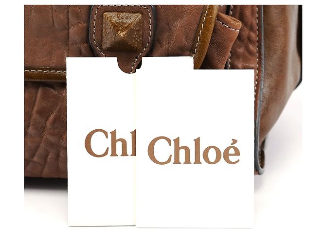 Chloé Borsa Tote in pelle borchiata marrone chiaro - vista 14