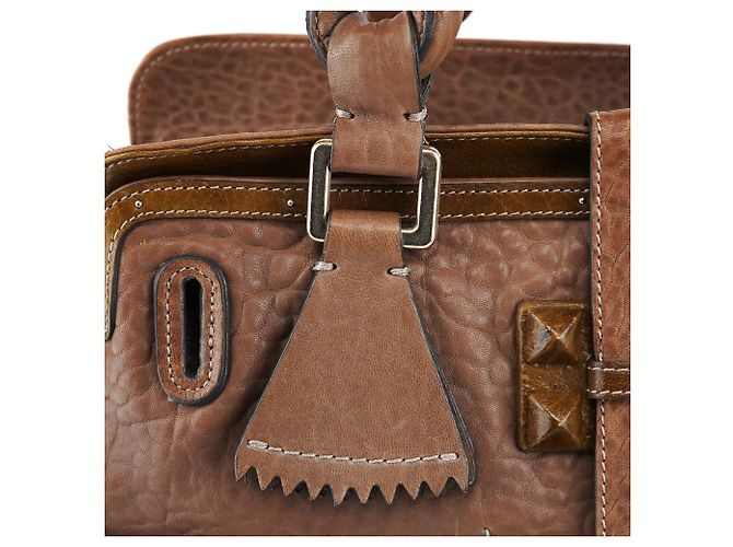 Chloé Borsa Tote in pelle borchiata marrone chiaro - vista 7
