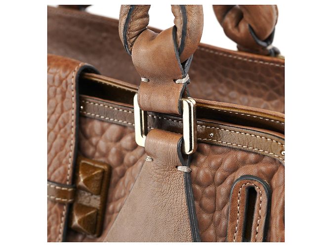 Chloé Borsa Tote in pelle borchiata marrone chiaro - vista 8
