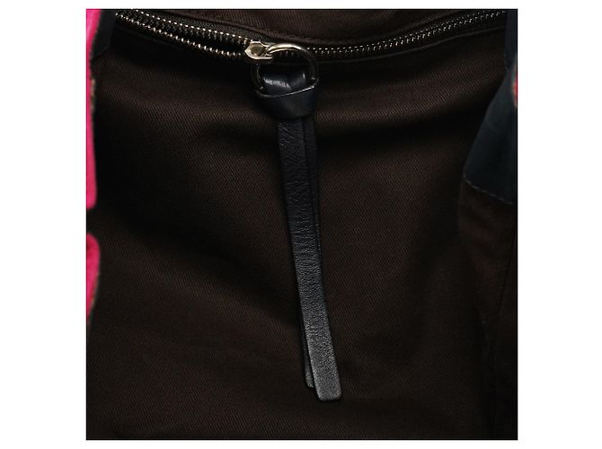 Chloé Borsa tote in pelle scamosciata rosa e nera con nappe - vista 11