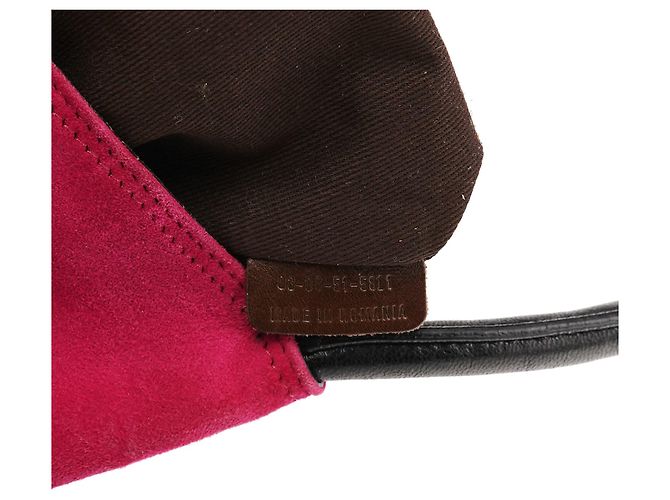 Chloé Borsa tote in pelle scamosciata rosa e nera con nappe - vista 12