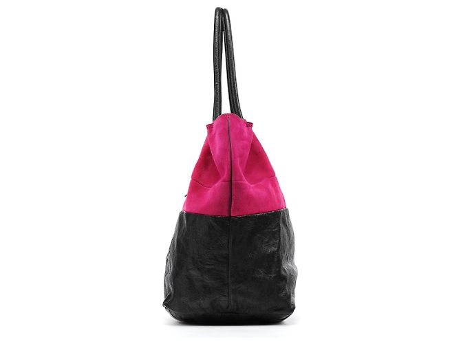 Chloé Borsa tote in pelle scamosciata rosa e nera con nappe - vista 2