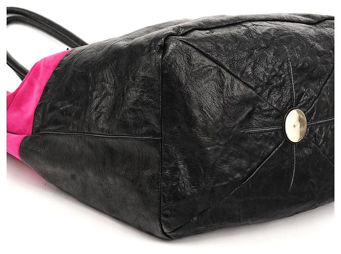 Chloé Borsa tote in pelle scamosciata rosa e nera con nappe - vista 7