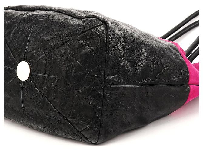 Chloé Borsa tote in pelle scamosciata rosa e nera con nappe - vista 8