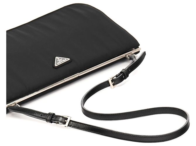 Prada Borsa a tracolla Clutch B6519 Black Tessuto Metal Nylon - vista 10