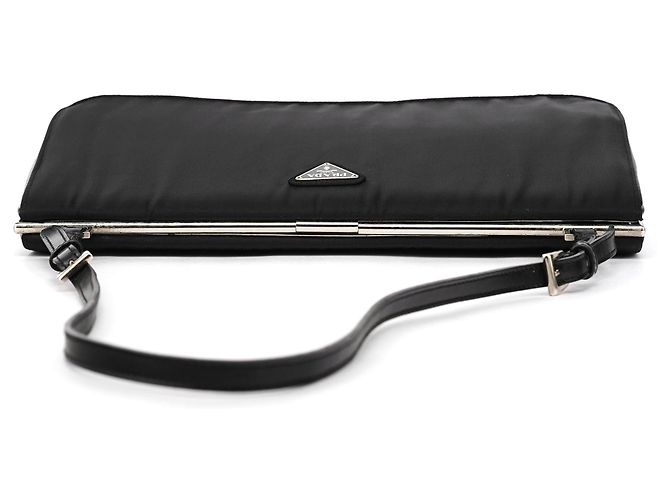 Prada Borsa a tracolla Clutch B6519 Black Tessuto Metal Nylon - vista 4